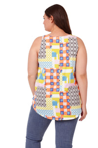 Multi color block print tank top